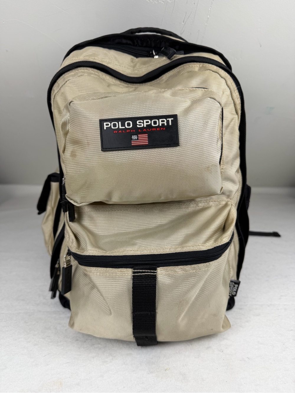 Polo Sport Ralph Lauren Backpack Beige Black Y2K Vintage Utility Bag